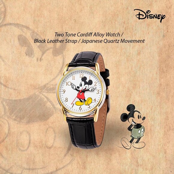 Men Black Disney Mickey Mouse Adult Classic Cardiff Articulating Hands Watch - Picture 3 of 7